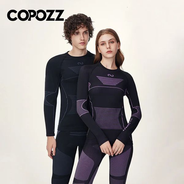 Intimo termico da uomo COPOZZ Uomo Donna Set da sci Sport Quick Dry Tuta Fitness Allenamento Esercizio Camicie attillate Giacche Tute sportive 231212