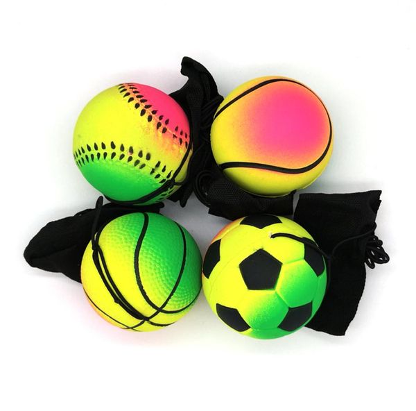 Nuove palline palline di gomma spugna baseball Lancio rimbalzante Bambini Divertente Reazione elastica Allenamento Fascia da polso Gioco con la palla Giocattolo per bambini girls7822822