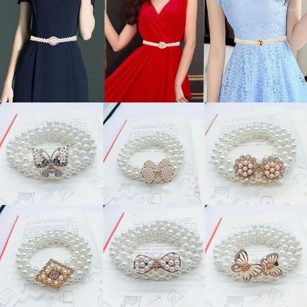 Cintos Elástico Fivela Pérola Cintura Cinto Moda Suéter Decorativo Elegante Diamante Cadeia Roupas Suprimentos Mulheres
