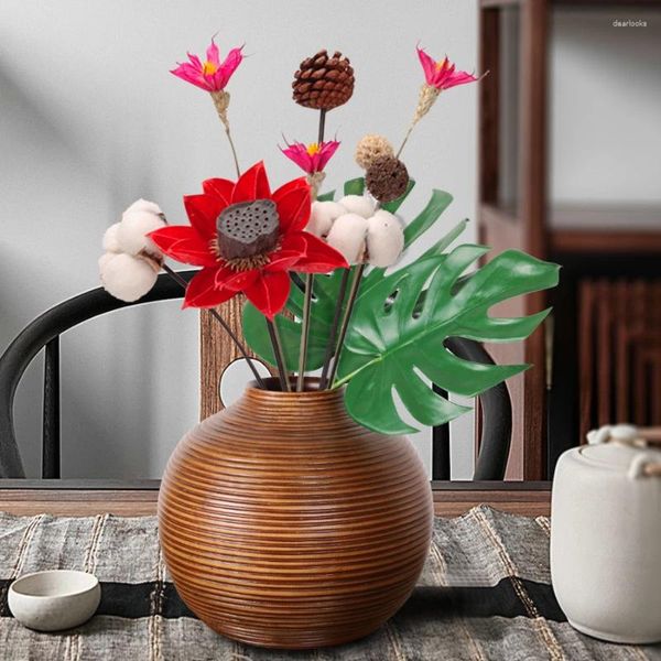 Vasi Taiyu fatti a mano intaglio in legno Vase Disposition floreale decorazione soggiorno decorazioni per ufficio camera da letto sud -est asiatico