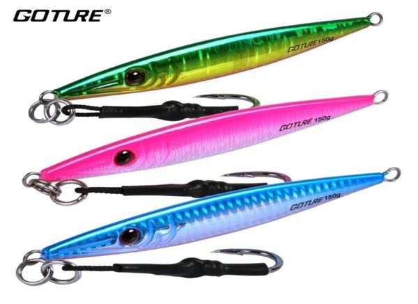 Goture 3 pezzi lotto esca per pesca in mare cucchiaio in metallo pesce di piombo 80g 100g 150g 200g 300g jigging verticale per pesca d'altura Y2008274590692