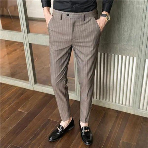 Abiti da uomo 2023 Autunno Maschio Chic Pantaloni dritti formali Casual a righe Ufficio Moda di lusso Mens Business Regular Fit Pantaloni da completo C11