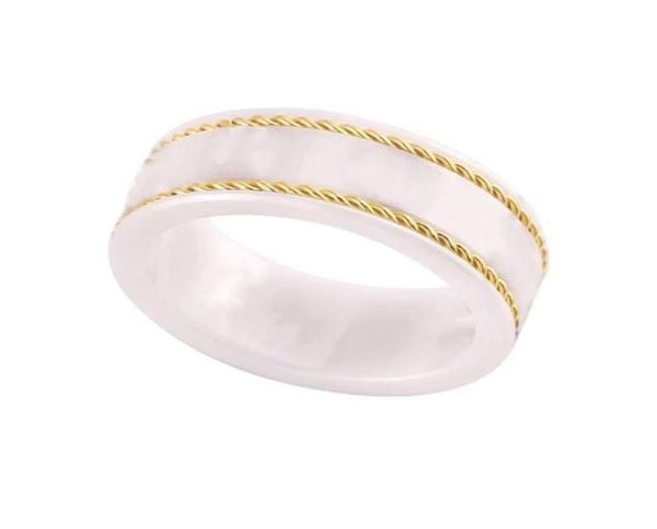 Ouro mens womens designer anéis branco preto anel de cerâmica luxo homens jóias charme carta amizade moda festa de casamento christ7738461