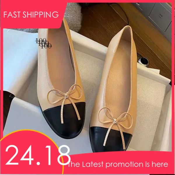 Paris Luxury Designer Preto Ballet Flats Sapatos Mulheres Marcas Channells Couro Deslizamento em Channell Round Toe Channells Shoes1