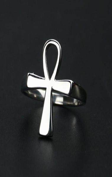 Anelli per matrimoni 316 Acciaio inossidabile Etnico Ankh Anello egiziano Egitto Key Gold Tone della vita Eternal Amulet Lucky Male Jewelry4286515