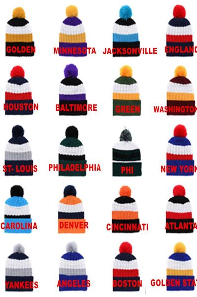 Gorro de inverno inteiro chapéu de malha 32 gorros de beisebol da equipe futebol beisebol basquete esporte pom chapéu da equipe 3098869