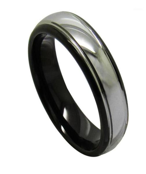 Vintage 6 mm Breite schwarze Ringe für Männer Tungsten Ehering Band Dome Band High Polished Silber Color Outside 61318199172