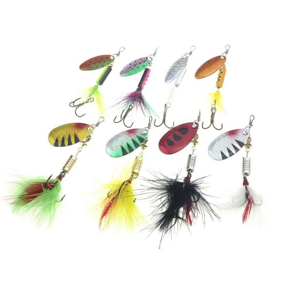 Rompin Balıkçılık Cazibesi Spinner Wobblers Crankbaits Jig Sazan Balıkçılığı için Tüy Kancaları ile Metal Pullu Alabalık Kaşığı Pesca5020878