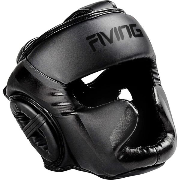 Caschi da sci FIVING Casco da boxe completamente coperto Muay Thai PU Leather Training Sparring Copricapo Attrezzatura da palestra Taekwondo Head Guard 231213