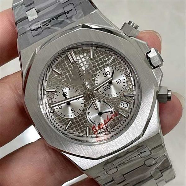 Ap Orologi Stile semplice Orologi da polso delle migliori marche Luxury Top 42mm Cronografo al quarzo da uomo con vetro zaffiro Funzione completa Cinturino in acciaio da uomo Orologio da polso impermeabile TMID