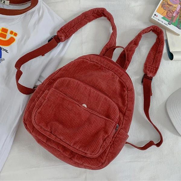 Schultaschen Cord Mini Rucksack Lässige Damen Umhängetasche Einfarbig Cross-Body Weich Einfach Student Büchertaschen Geldbörsen und Handtaschen