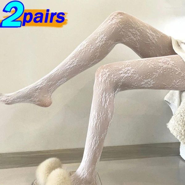 Meias femininas preto branco oco meias meninas gótico renda malha fishnet meia-calça sexy flor calças de fundo japonês longo