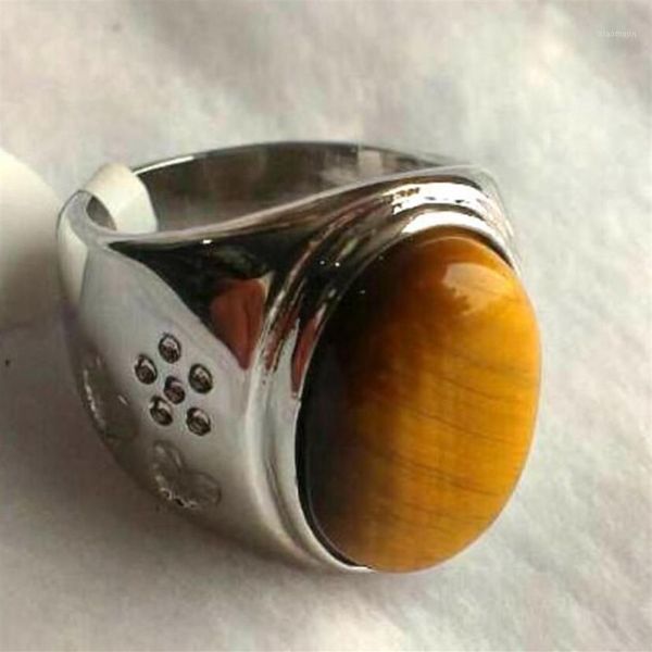 Cluster-Ringe, Modeschmuck, aufgelistet, für Männer, natürlicher Tigerauge-Stein, Größe 8, 9, 10, 11, Geschenkring 326h