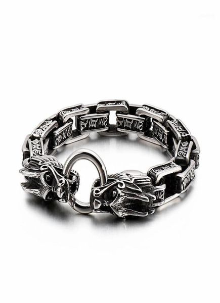 Bracelets de charme 220mm Punk Animal Dragon Bracelet Men de aço inoxidável Cadeia de braçadeira de braçadeira de jóias 202115278439