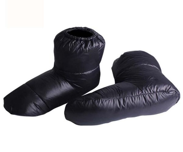 Meias de penas ao ar livre sapato saco de dormir chinelos acampamento para baixo inverno manter quente à prova de água bags4604771