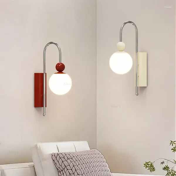 Estilo de lâmpada de parede LED sala de estar quarto luminárias vermelho branco metal 3 mutável escurecimento gota