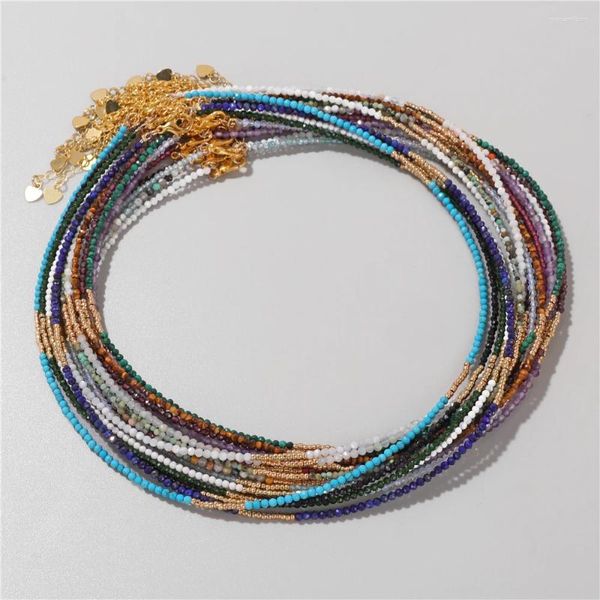 Ожерелья с подвесками из натурального камня, маленькие бусины, модное ожерелье из лазурита, говлита, регулируемая цепочка золотого цвета, женский подарок
