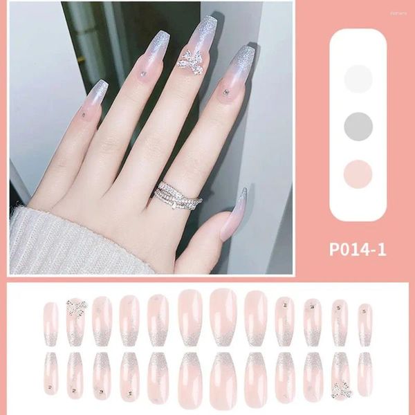 Unghie finte per manicure per ragazze, regalo con strass, design corto, finto set, decorazione fai da te per unghie stampata a cuore