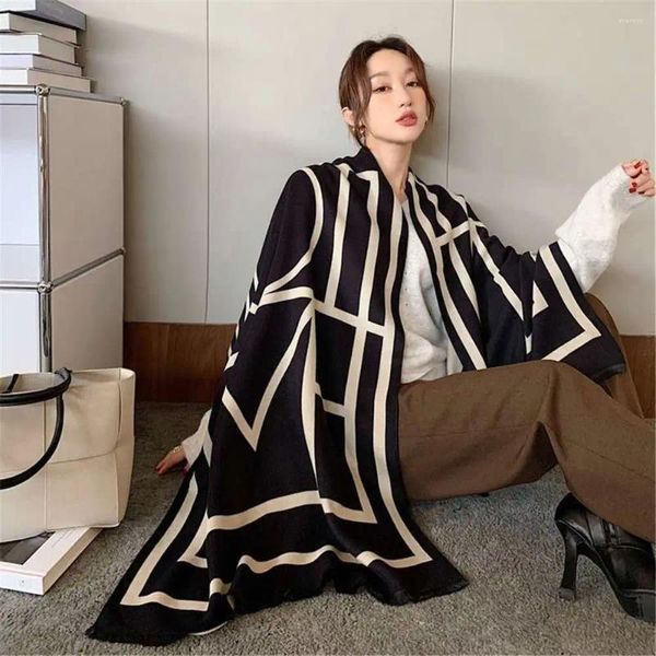 Lenços 190 60cm lenço de inverno torre de ferro cashmere xale feminino quente dupla face grossa foulard senhora moda bandana feminina
