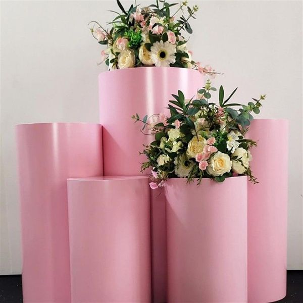 Rodapé redondo de metal rosa, exibição de bolo de batismo, decoração de festa, casamento, fundo, decorações de casamento230b