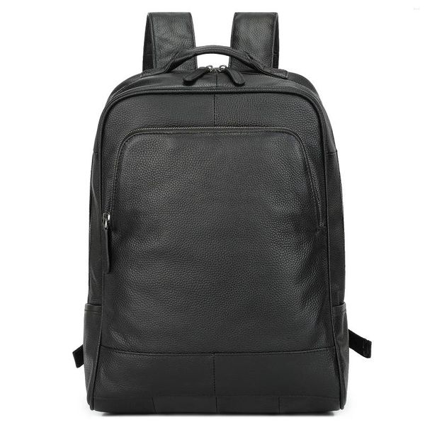 Rucksack Hohe Qualität A4 Vintage Braun Schwarz Kaffee Rindsleder Top Grain Echtes Leder 14'' Laptop Frauen Männer Reisetasche M8023