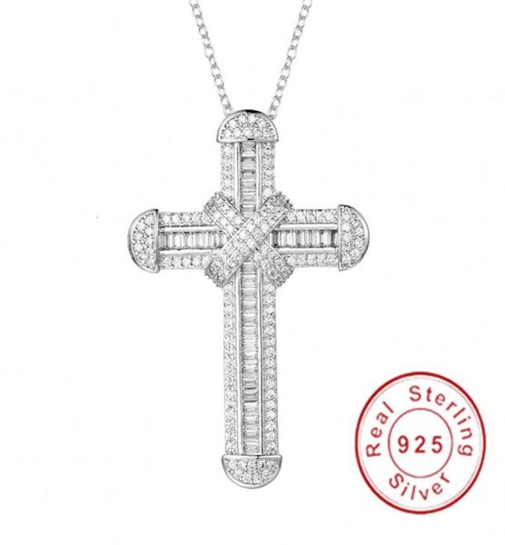 Neue 925 Silber Exquisite Bibel Jesus Anhänger Halskette für Frauen Männer Kruzifix Charme Simulierter Platin Diamant Schmuck N028 CJ1912105268634