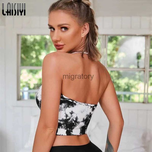 Blusas femininas Camisas Laisiyi Sport Bras Mulheres Sexy Backless Beauty Underwear Push Up Running Fitness Sport Bra Top Respirável Quick Dry Gym Crop Tops YQ231213