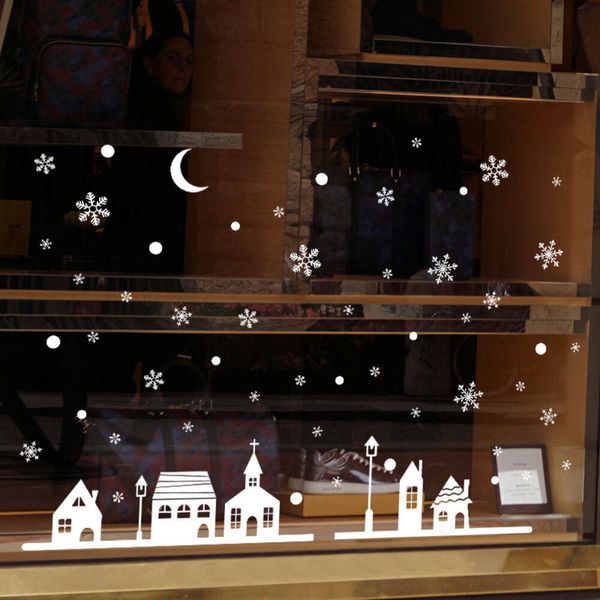 Nuovo adesivo elettrostatico fiocco di neve notte di Natale per adesivi murali per finestre di vetro Camera dei bambini Decalcomanie decorative per decorazioni natalizie