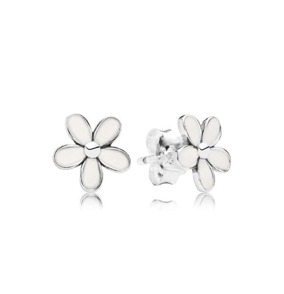 Orecchini a fiore piccolo con margherita smaltata bianca per orecchini in argento sterling 925 con orecchini a bottone per ragazze carine da donna, set di accessori moda8753312