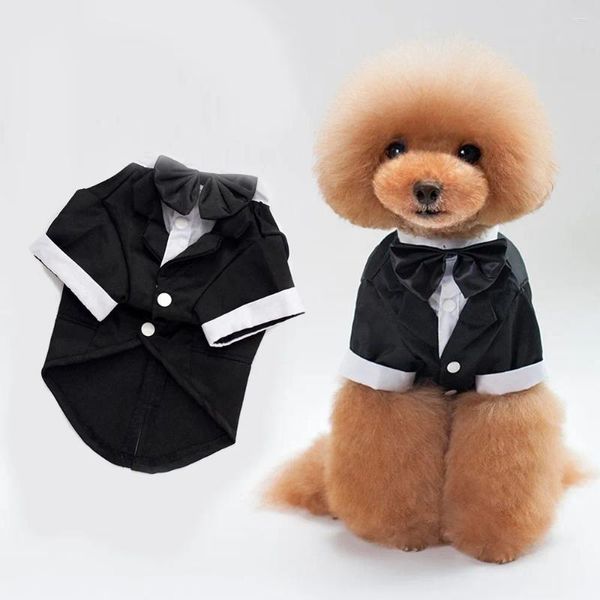 Abbigliamento per cani Abbigliamento maschile Vestito da ragazzo Cappotto da smoking Giacca Cucciolo Abito da sposa per animali Piccolo Costume da Chihuahua Festa nera