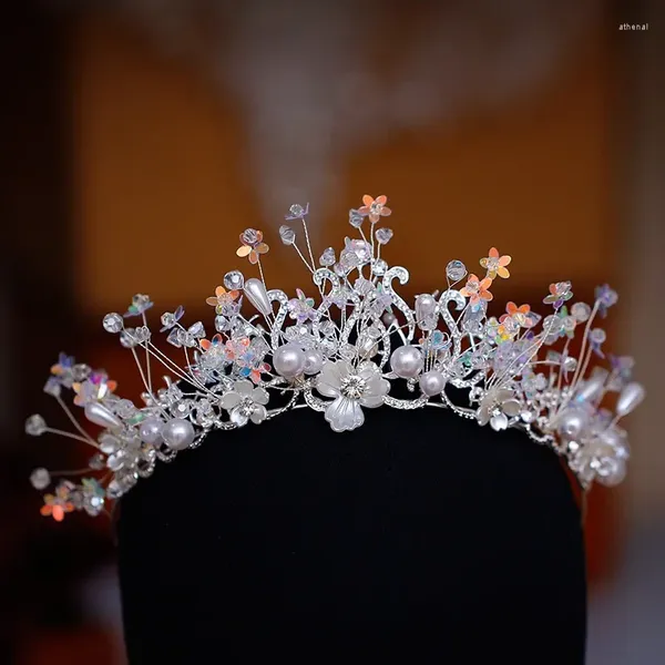 Haarspangen, luxuriöse Perlen, Pailletten, Blumen, Haarband, Kristallperlen, Tiaras, Kronen, Strass, Festzug, Diadem, Kopfschmuck, Hochzeitsaccessoires