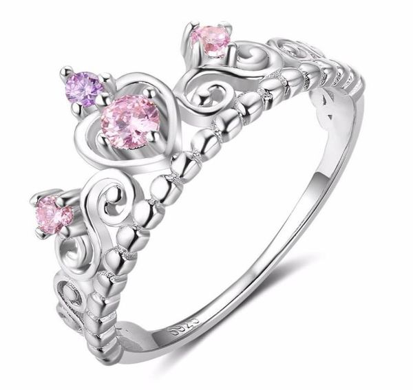 925 Sterling Silber Prinzessin Krone Ring Designs Niedlicher Mädchenschmuck Geburtstagsgeschenk Mädchenmode Ringe RI1028614875592