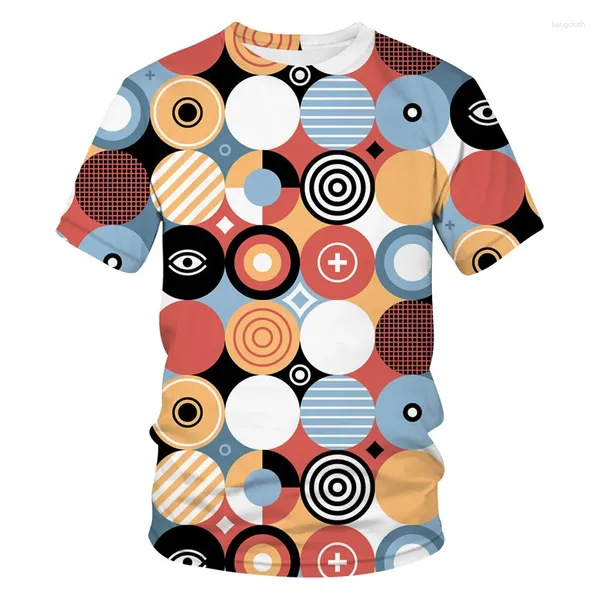 Erkek Tişörtleri Moda Yaz T-Shirt Erkekler 2023 3D Soyut Desen Baskı Nefes Alabaç Sokak Giyim Birleştirme Gömlek