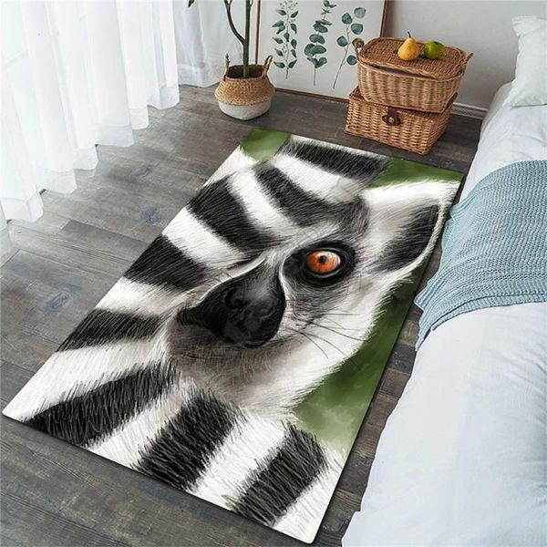 Tappeti Tappeto Lemur 3D stampato all over Tappetino antiscivolo Sala da pranzo Soggiorno Tappeto morbido per camera da letto 04