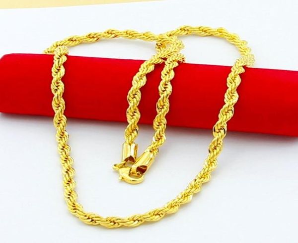 18K echt vergoldete Edelstahl-Seilkette 4MM für Herren Goldketten Modeschmuck Geschenk HJ2592093829