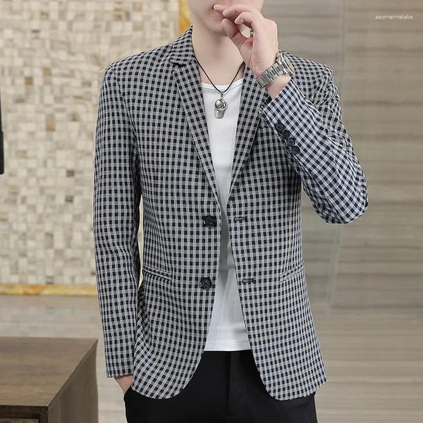 Abiti da uomo Coreano di alta qualità Slim-fit Moda Tendenza bella Tutti gli abbinamenti Banchetto Business Casual Quattro stagioni Blazer Poliestere