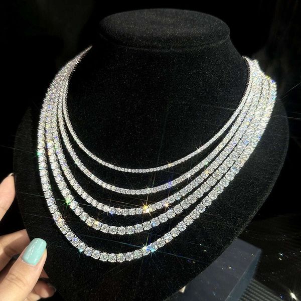 Presa di fabbrica 2mm 3mm 4mm 5mm 6.5mm Moissanite Iced Out Bracciale Collana in argento sterling 925 Vvs Diamond Tennis Chain