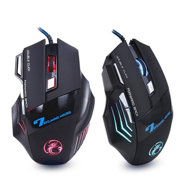 Mouse silenziosi Mouse da gioco ergonomico cablato LED 5500 DPI USB Mouse per computer Gamer RGB X7 con cavo di retroilluminazione per PC portatile2811745