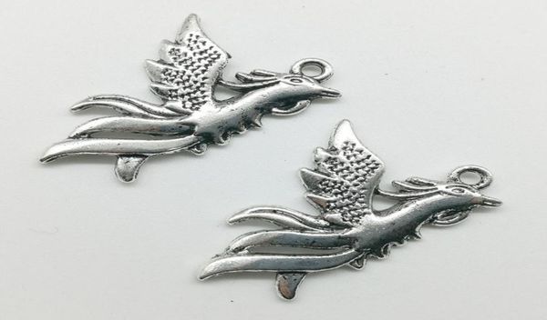 50pcsLot Phoenix Birds Lega di fascini del pendente Retro Creazione di gioielli Portachiavi fai da te Ciondolo in argento antico per orecchini braccialetto Neckla7199768