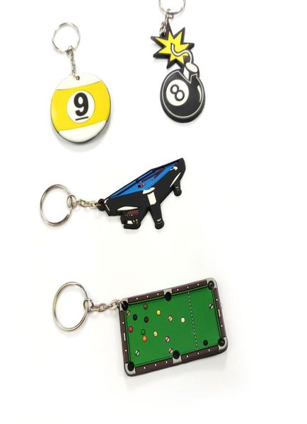 5 Stück im Paket, weiches Gummi-Billard-Snooker-Tisch-Design, Schlüsselanhänger, 4designs Pool-Billard-Ball-Design-Schlüsselanhänger für Geschenke, Billard, ac8526990