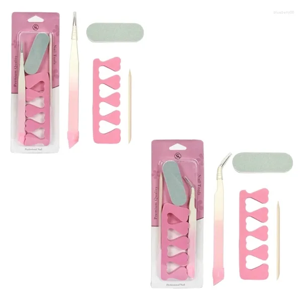 Nail Art Kits Maniküre Set Werkzeuge Pufferfeile Nagelhautschieber Entferner Doppelseitige Pinzette Separator Home Salon