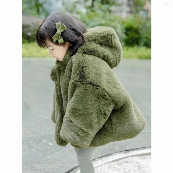 Casacos de peles casaco de inverno temporada meninas bebê espessamento menina veludo algodão com capuz roupa infantil manga longa