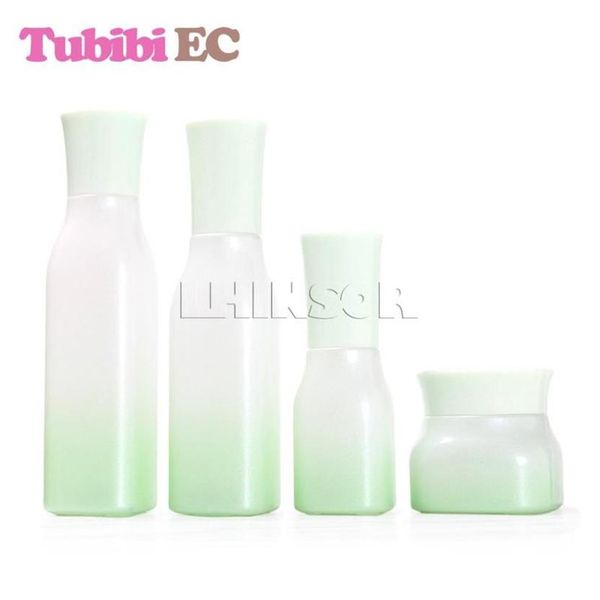 Speicherflaschen Gläser 5pcs Lot leerer Gradient Green Glass Press Pumpe Sprühflasche Lotion Cream Kosmetische Packungsbehälter 3036