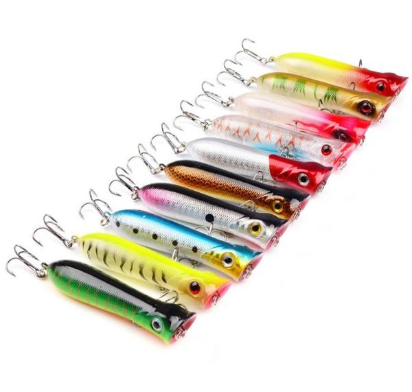 50pcs 80mm 107g Popper Fishing Lures 3D Olhos isca Wobblers Fishing Tackle Tackle 10 Colors1268968