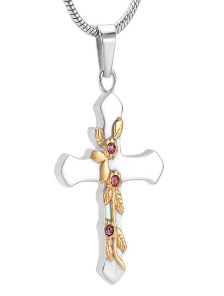 Z10006 colares de urnas cromadas com flor de rosa, joias para cinzas, pingentes memorial de lembrança, joias de aço inoxidável para ash5532087