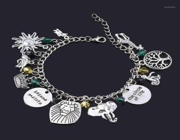 Braccialetti con ciondoli Anime Il re leone Bracciale Simba Albero della vita Braccialetti con ciondolo elefante per le donne Ragazze Gioielli di moda Gift17116956