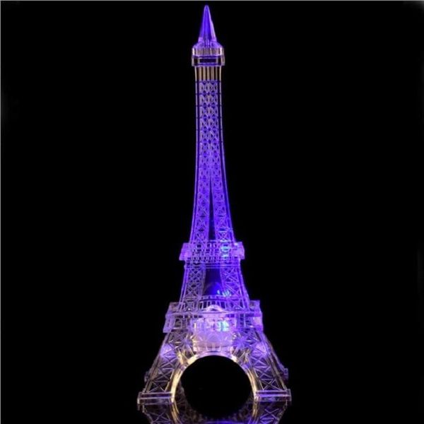 Sxi Eiffel Tower Decor Light Colorful Led Nightlight Paris estilo lâmpada de mesa para quarto Presente de aniversário romântico para crianças Bolo de festa 261L