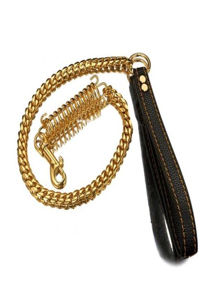 Chokers Gold Color Pet Dog Leash Training Strap Rope Traction Harness Collar 15mm Stainless Steel Miami Curb Chain Choker 2242inc6211918