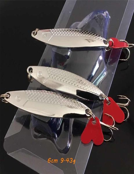 10 Stück Los 6cm 9 43g Silber Vib Löffel Metallköder Köder 6 Hakenfischerhaken Fishhooks Pesca Tackle Accessoires A5251v7214578