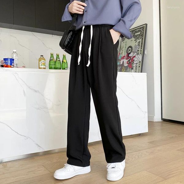 Ternos masculinos de inverno em linha reta calças casuais homens cáqui negócios estilo coreano blazer terno calças masculino cintura elástica grosso formal streetwear h68